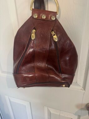 Valentina Brown Leather 2N1 Backpack purse